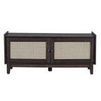 TREXM Boho Rattan Entryway Bench with Storage