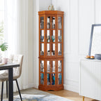 Corner Curio Cabinet with 5 Shelves and Lighting System