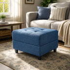 Navy Blue Tufted Ottoman