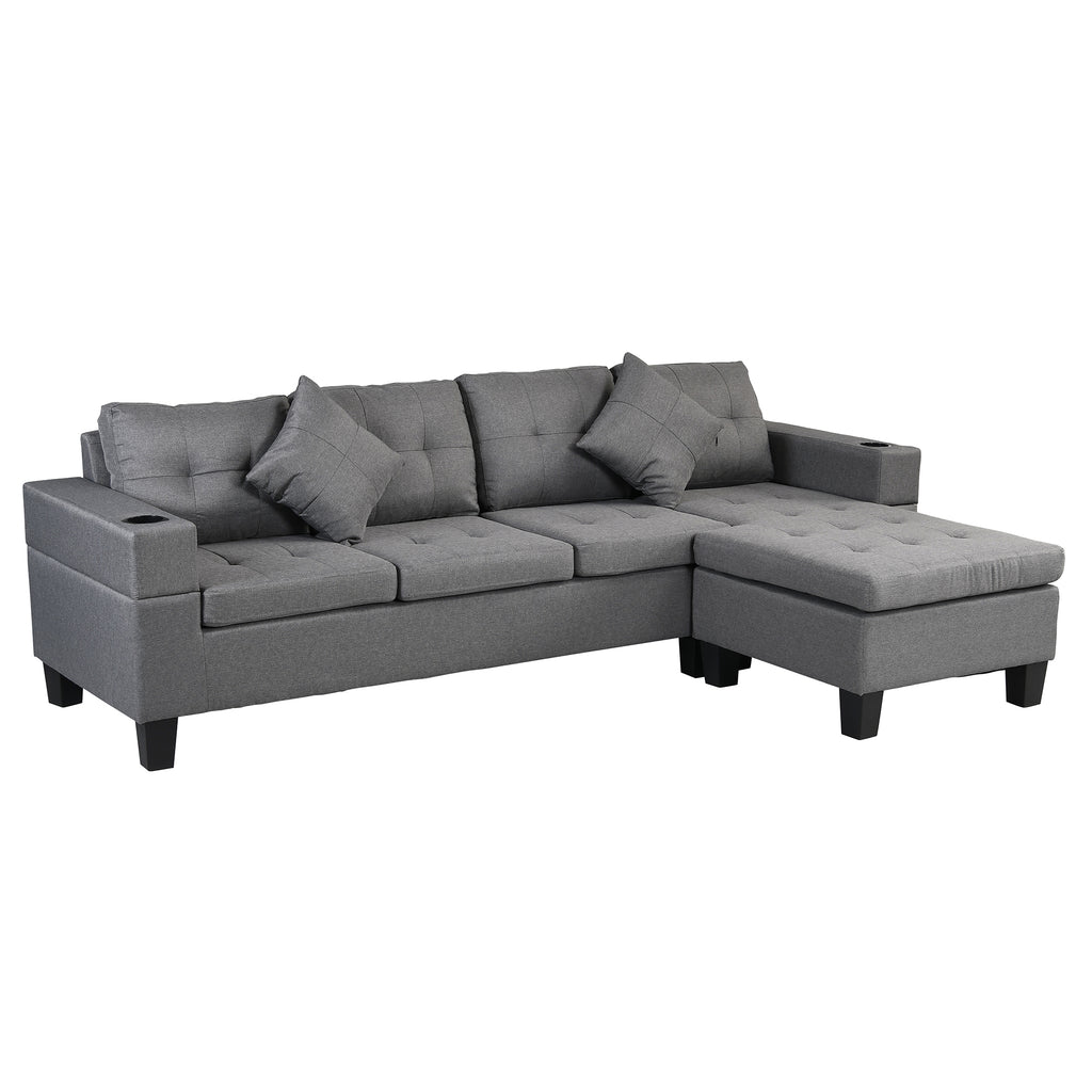 Modern L Shape Sectional Sofa Set with Chaise Lounge