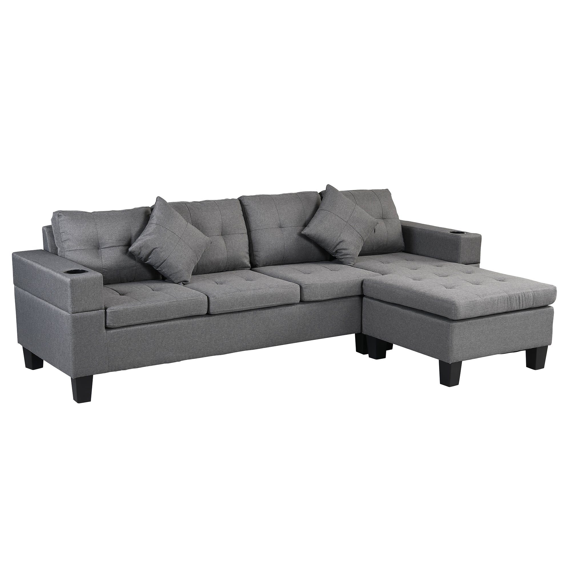 Modern L Shape Sectional Sofa Set with Chaise Lounge
