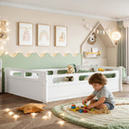 Full Size Platform Bed with Full-length Guardrails