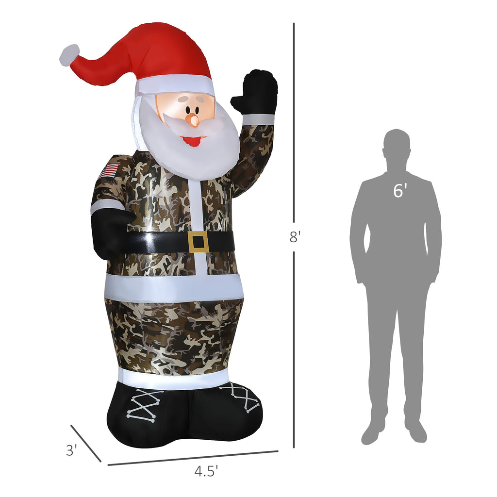 HOMCOM 8' Christmas Inflatable Outdoor Decorations Santa Claus