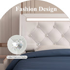 Queen Size Bed Frame with LED Lights and Charging Station