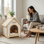 Modern Indoor Wooden Dog House with EVA Cushion