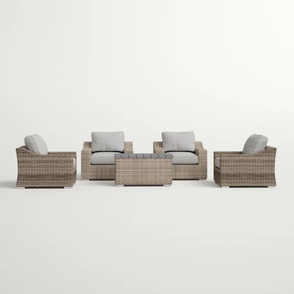 LSI 4 Piece All Weather Wicker Sectional Seating Group with Cushions