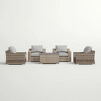 LSI 4 Piece All Weather Wicker Sectional Seating Group with Cushions