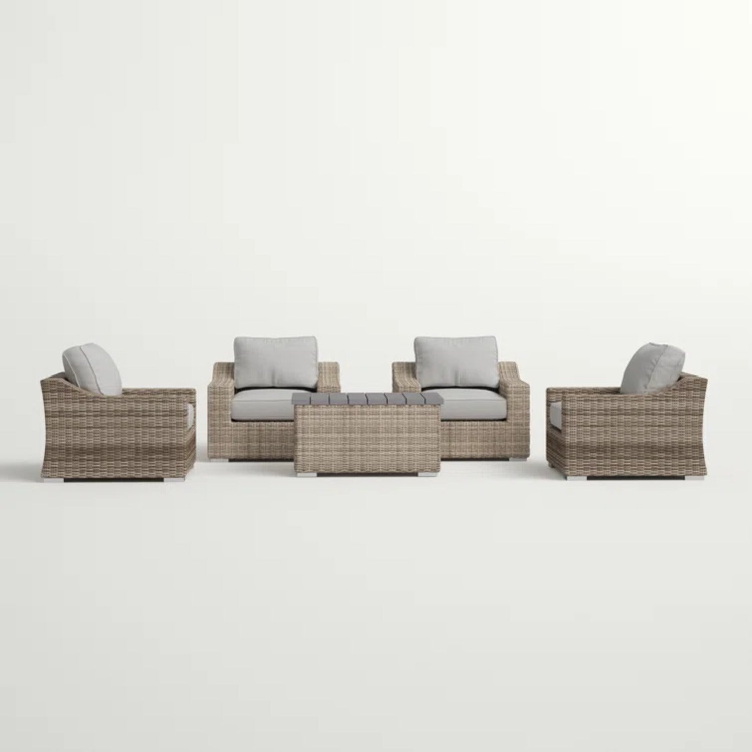 LSI 4 Piece All Weather Wicker Sectional Seating Group with Cushions