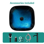 Bathroom Artistic Tempered Glass Vessel Sink with Faucet