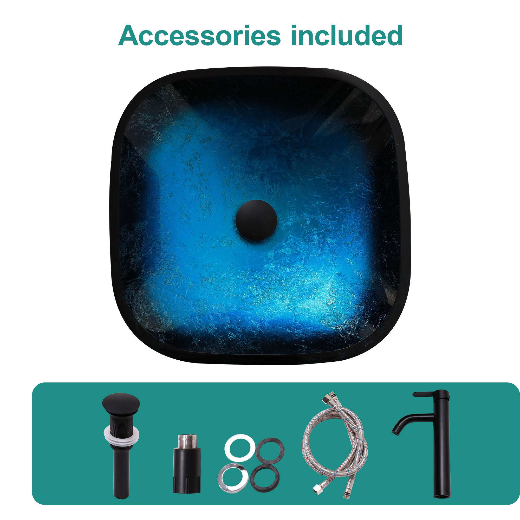 Bathroom Artistic Tempered Glass Vessel Sink with Faucet
