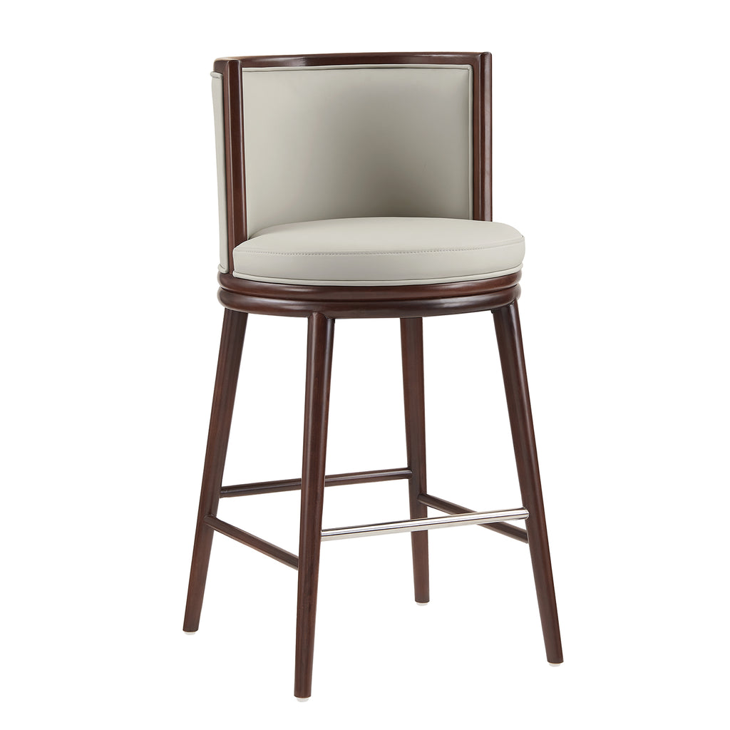 Evalyn Wood Upholstered Barstool in Stone