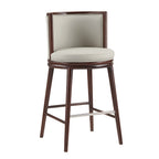 Evalyn Wood Upholstered Barstool in Stone