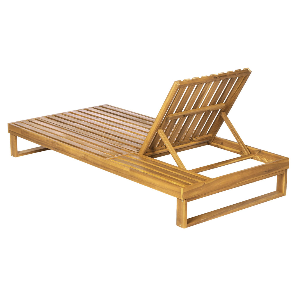 Acacia Wood Chaise Lounge Teak Finish