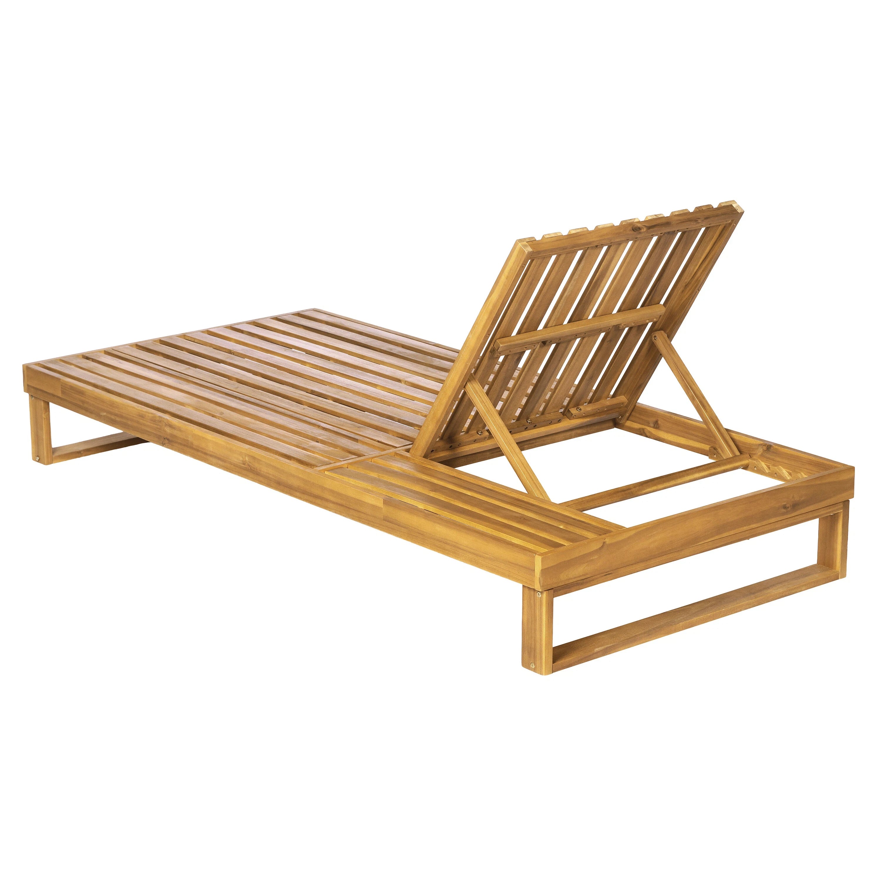 Acacia Wood Chaise Lounge Teak Finish