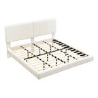 White Boucle Floating Bed with Light, King
