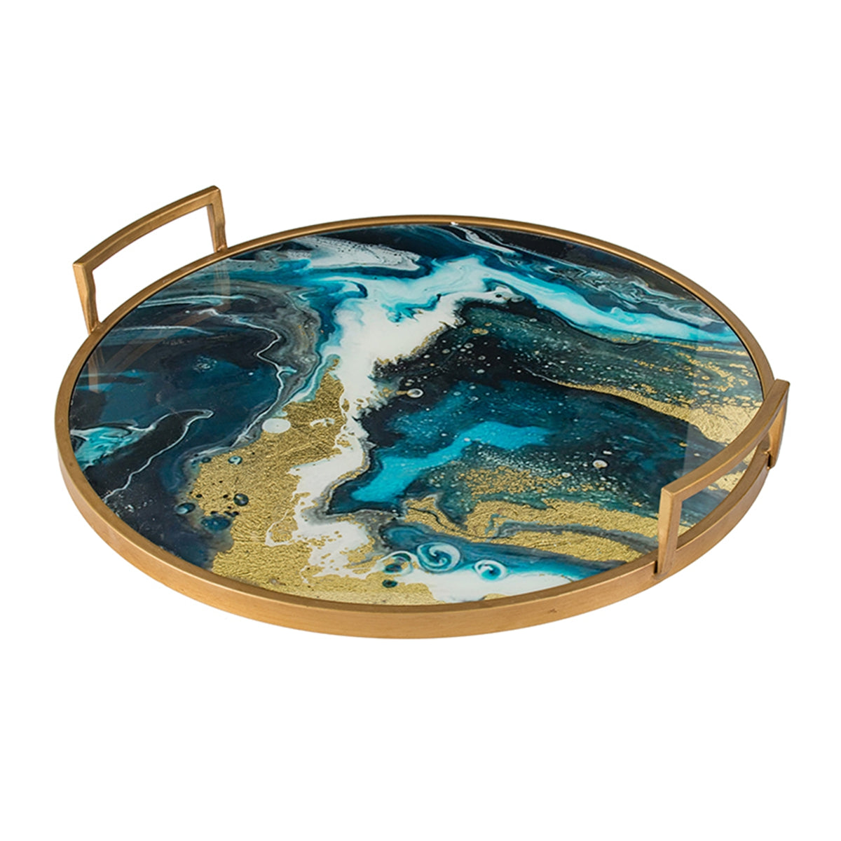 20.9 x 20.1 x 3.1" Round Accent Mirrored Tray