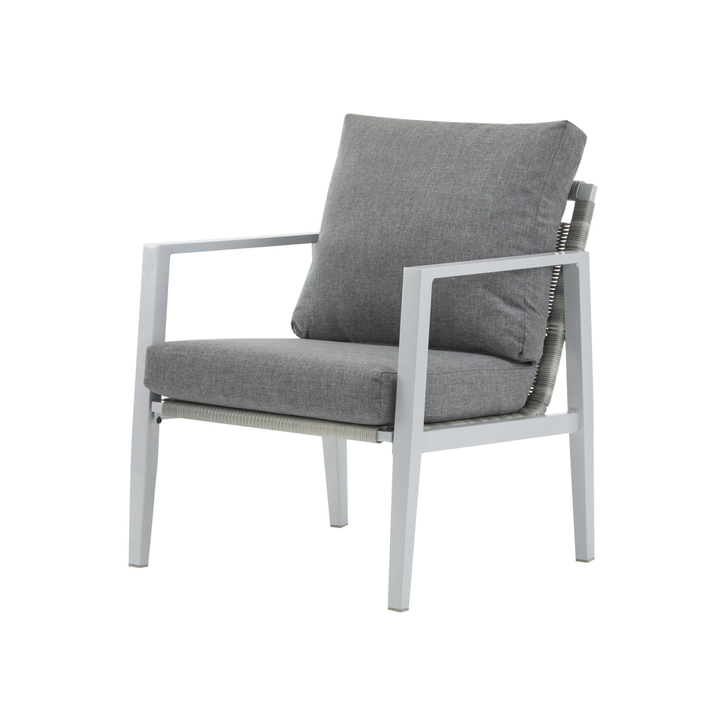 Silver Aluminum Lounge Chair with Sleek Rope Accents