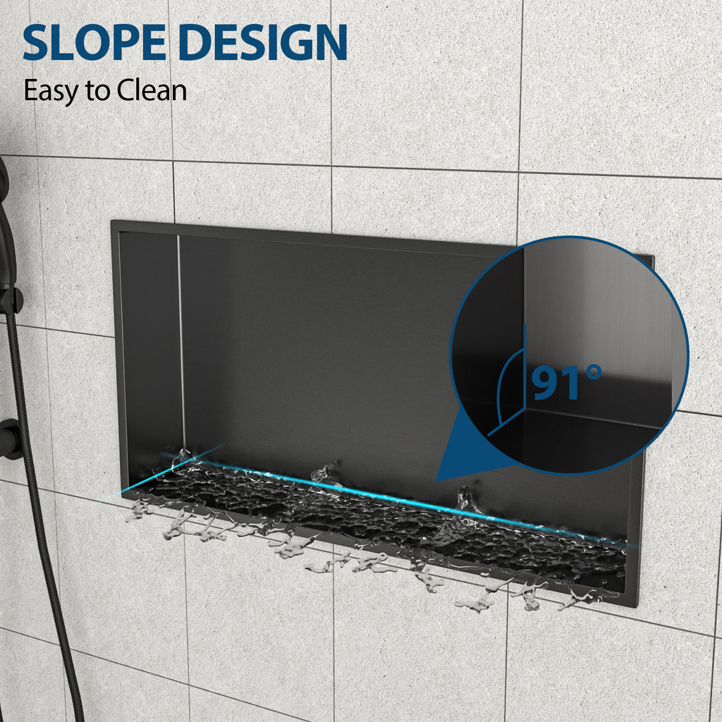 25" x 13" Stainless Steel Shower Niche, Gunmetal