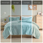 Full/Queen Shaggy Long Fur Comforter Mini Set