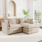 Chenille Two-Seater Sofa with Footrest