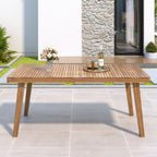 69" Acacia Wood Outdoor Dining Table with Slatted Top