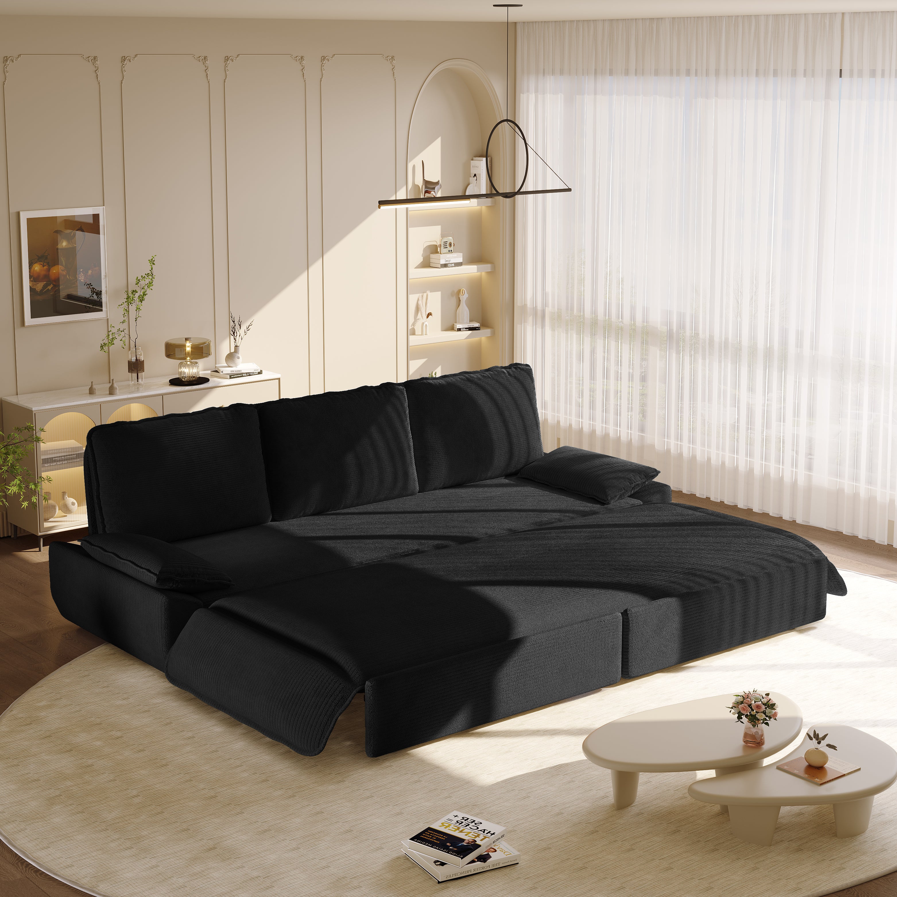 94.5" King Size Pull Out Sofa Bed - 3-in-1 Convertible Sleeper Sofa