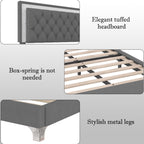 3-Pieces Bedroom Set - Queen Size Upholstered Platform Bed with LED Lights
