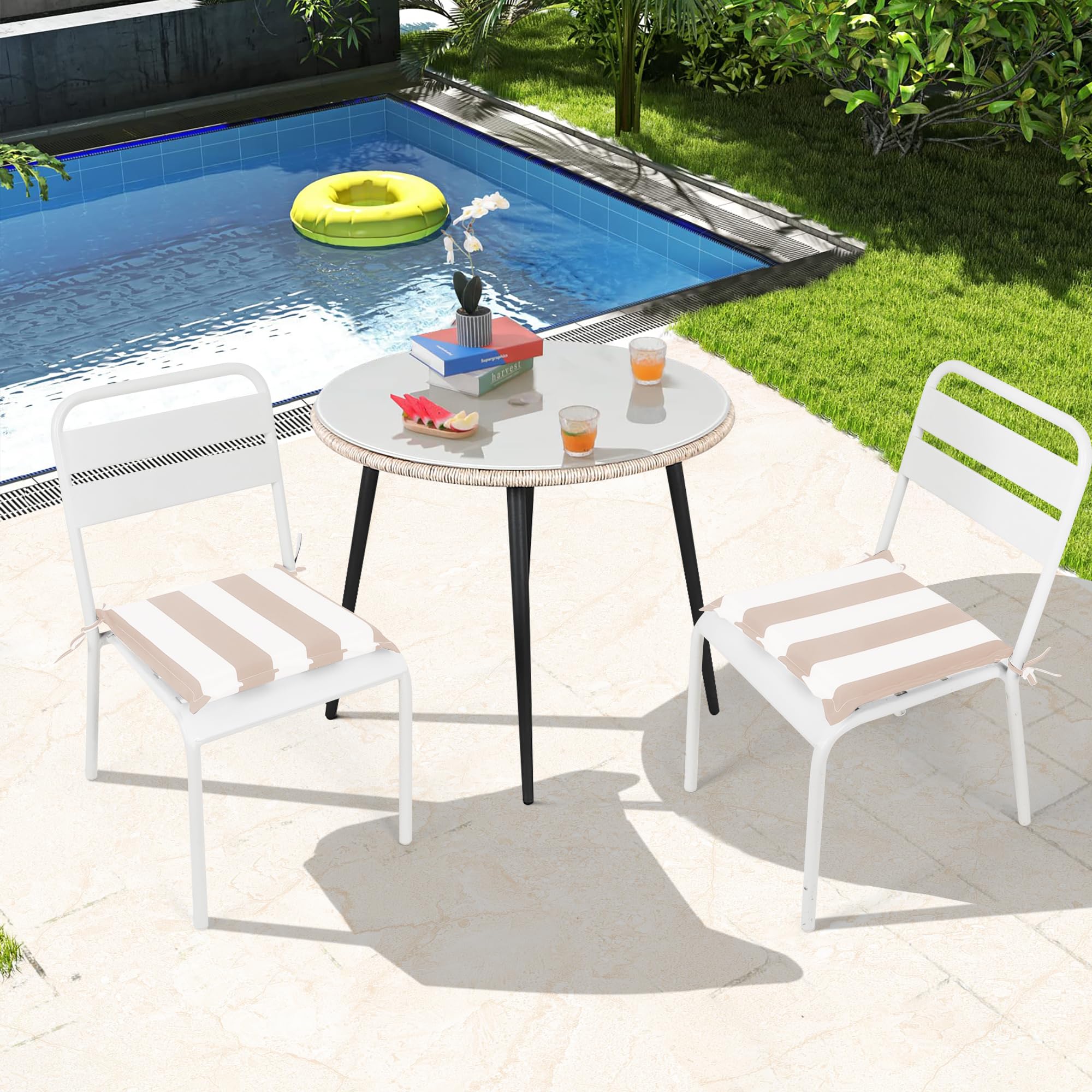 4PCS Outdoor Patio Seat Cushion Replacement Set in Khaki