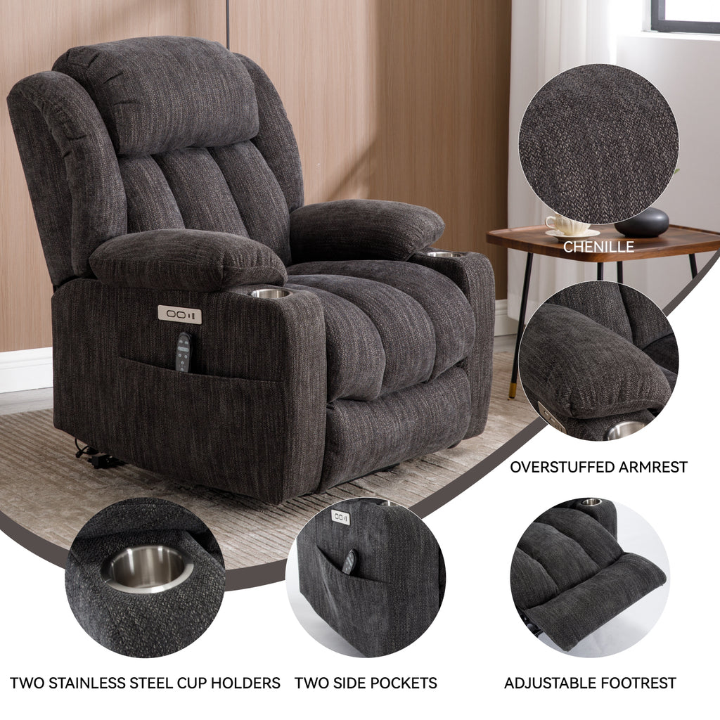 Up to 350 LBS Chenille Power Lift Recliner Chair