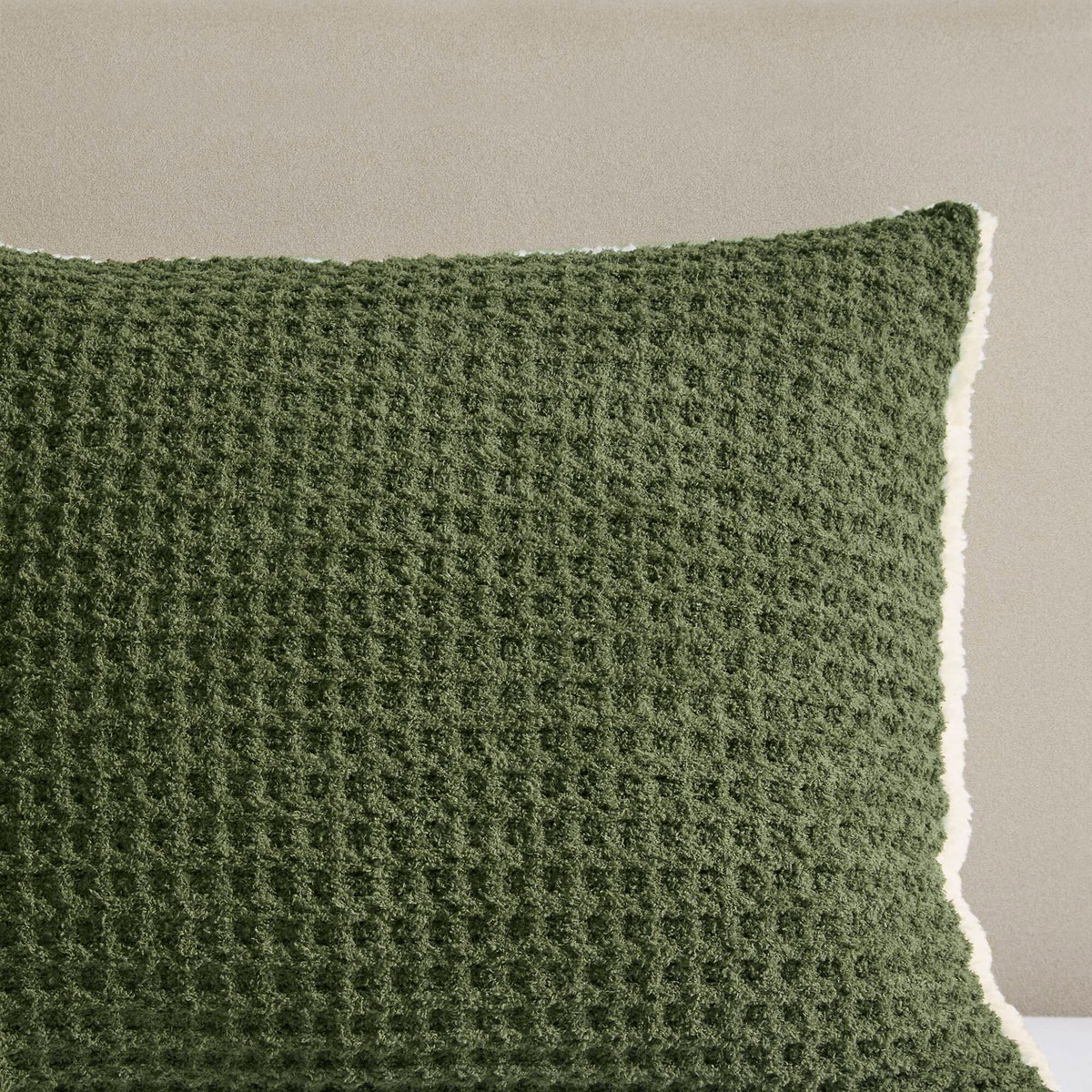 3 Pieces Full/Queen Waffle Knit Chenille Comforter Set - Olive