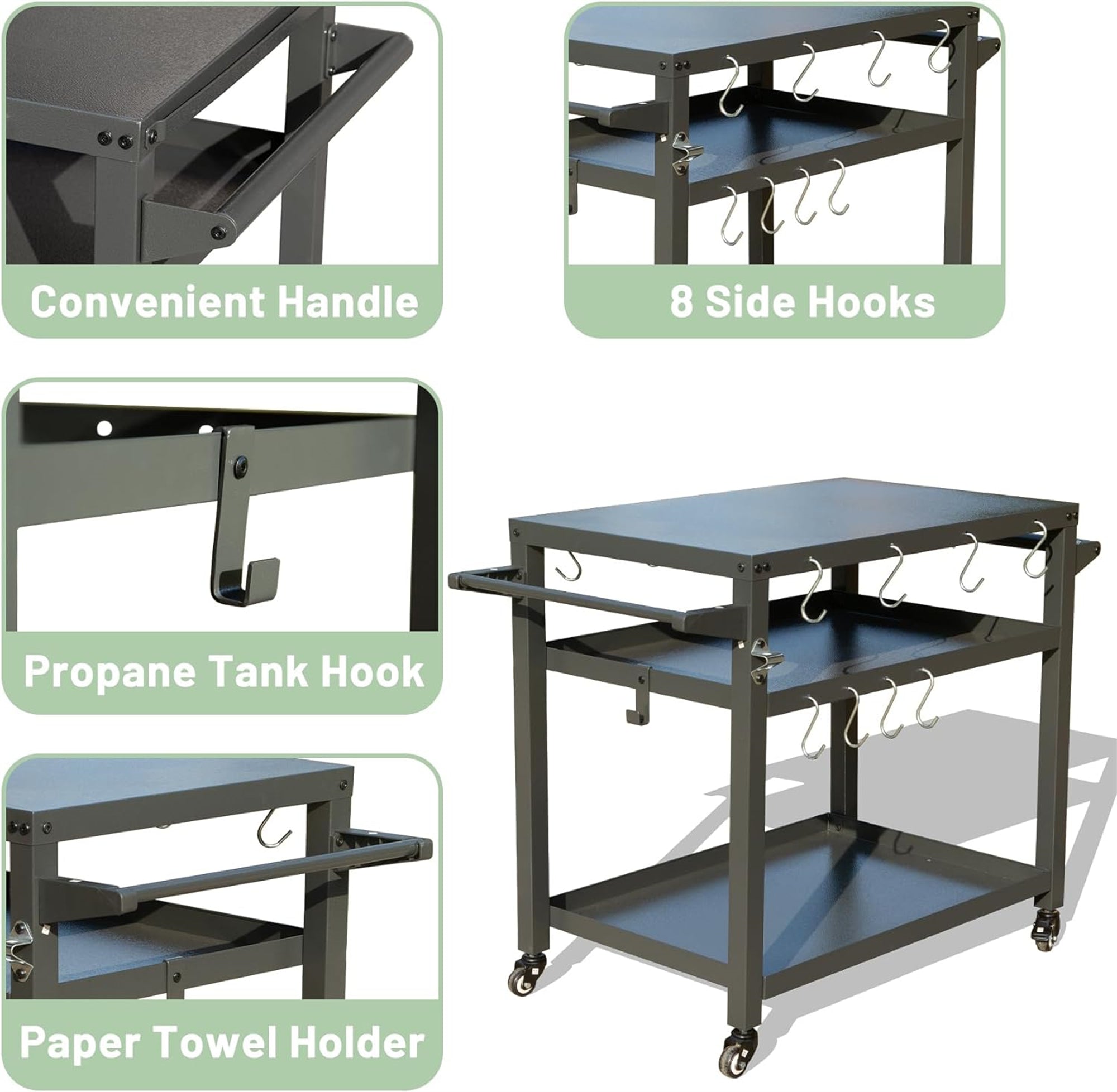 3-Shelf Outdoor Grill Table – Perfect for BBQs and Food Prep