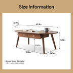 Capsule Centre Table - Solid Wood Coffee Table with Drawers