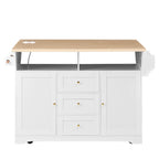 Large Kitchen Island with 2 Drop Leaf and Power Outlet
