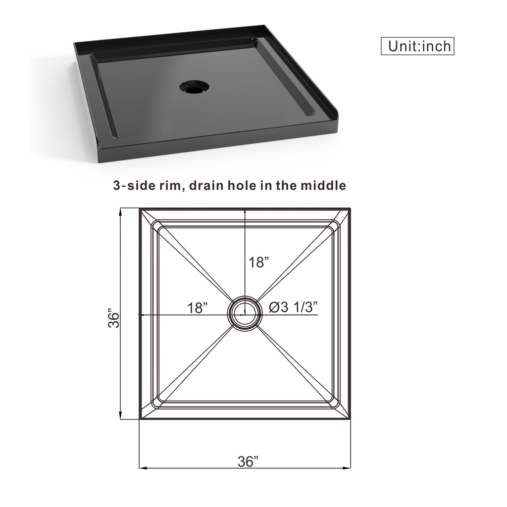 Goodyo 36"x36" Shower Base with Anti-Slip Design
