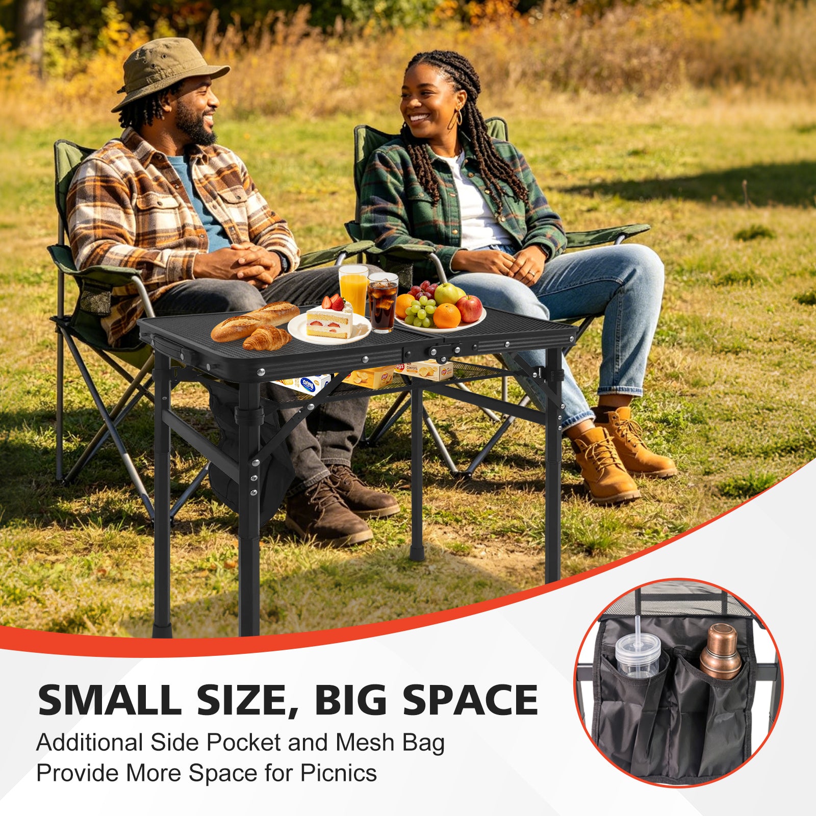2FT Camping Table with Mesh Desktop