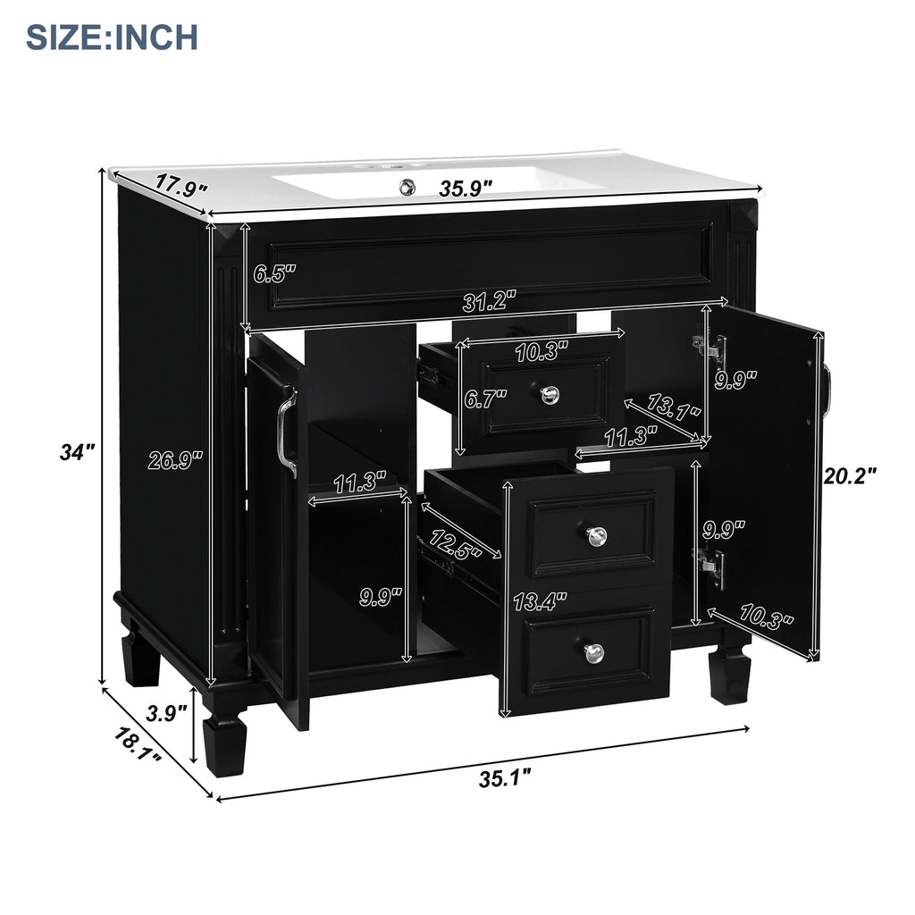 36" Bathroom Vanity with Top Sink