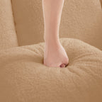 ELYSEES Left Chaise Sofa with Pillows Teddy Fabric - Camel