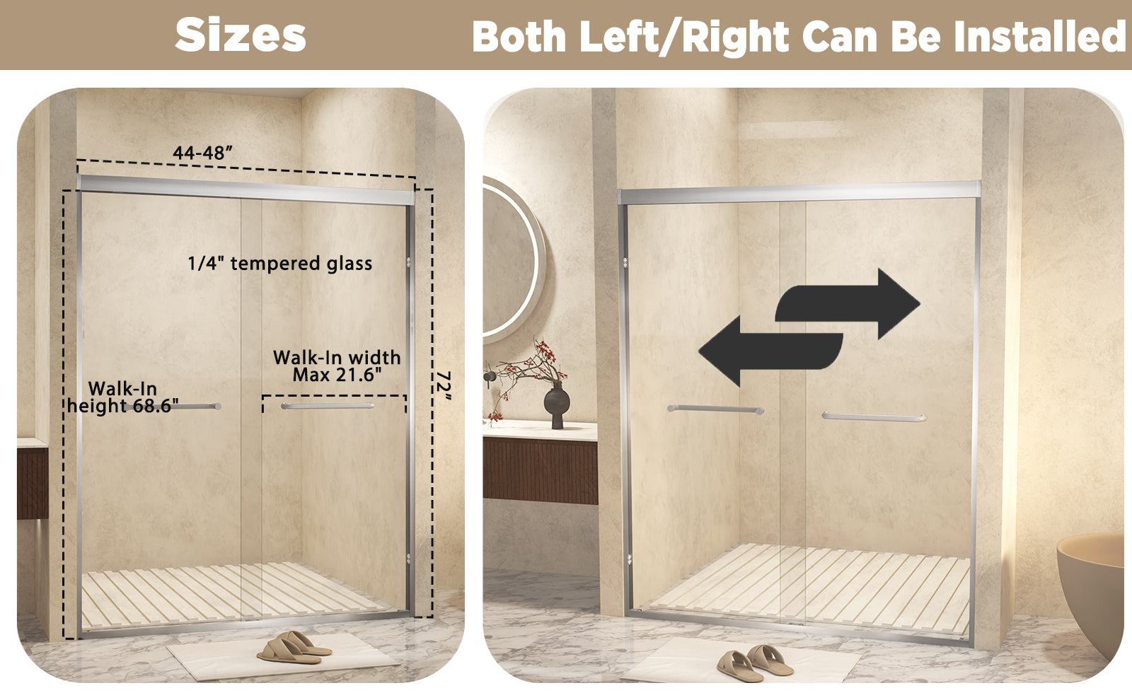 Tempered Glass Double Sliding Shower Door