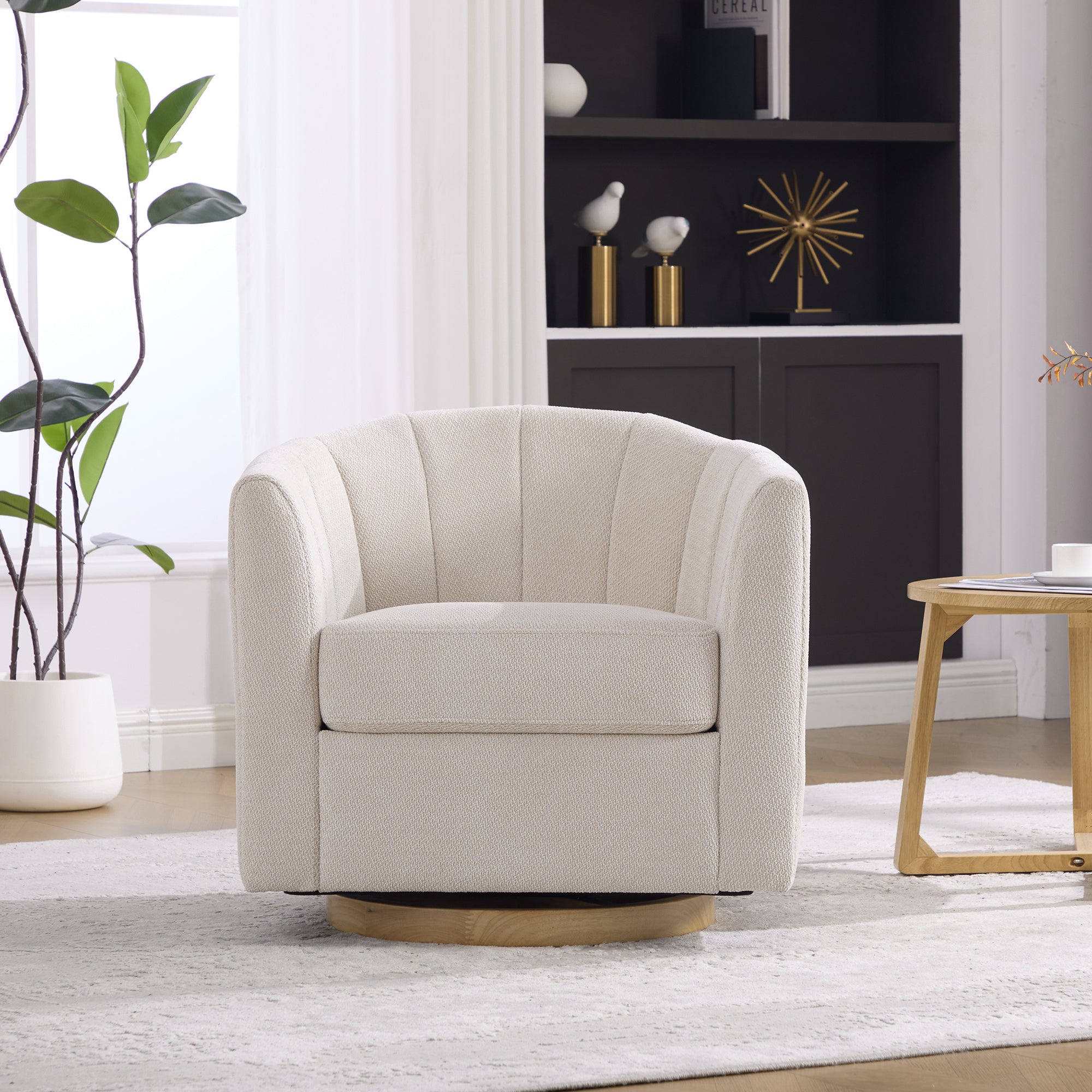 31.1'' Wide Upholstered Chenille Swivel Barrel Chair