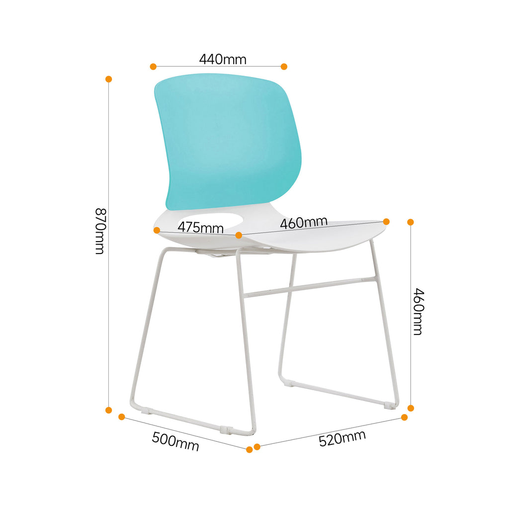 Modern Stacking Chairs Set of 4 in White and Blue