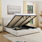 King Functional Vertical Striped Bed with Gas Lift Storage