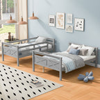 Twin Over Full Bunk Bed with Ladder, Safety Guardrail