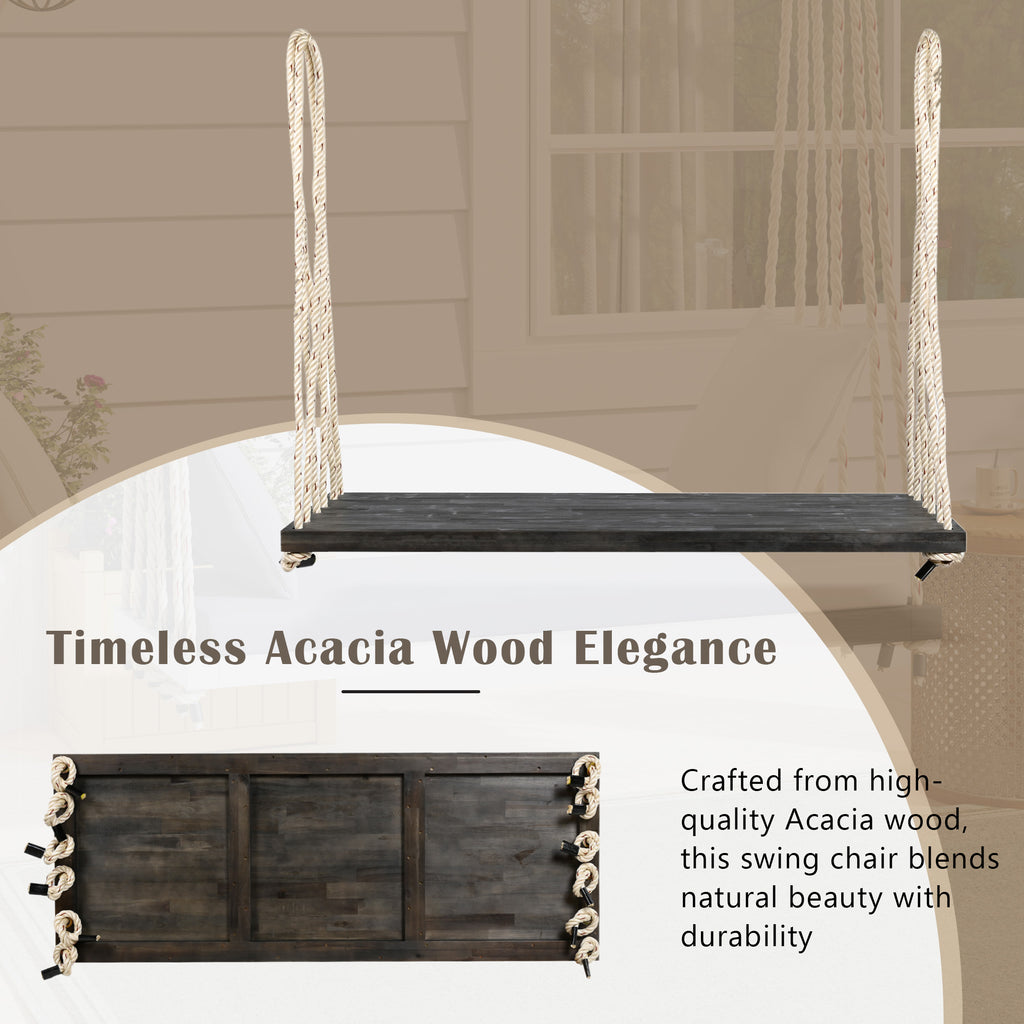 TOPMAX Patio Wooden Swing Chair, Hanging Porch Swing Bench