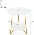18.7” Round Faux Marble End Table, 2-Tier Round