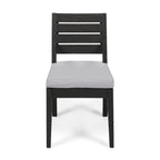 Outdoor Acacia Wood Armless Dining Chair with Cushions (Set of 2)