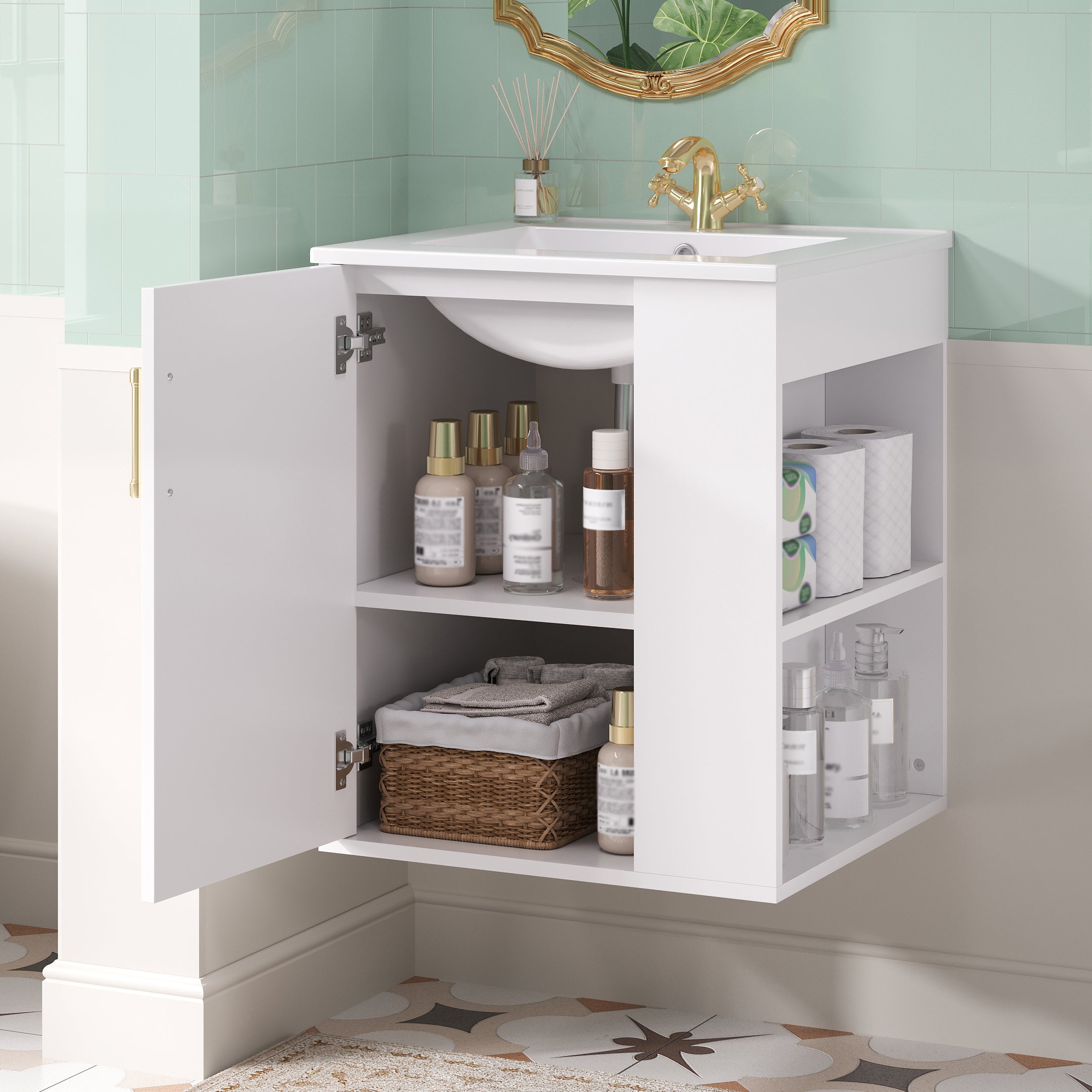 20" Wall Mounted Bathroom Cabinet with Sink Combo