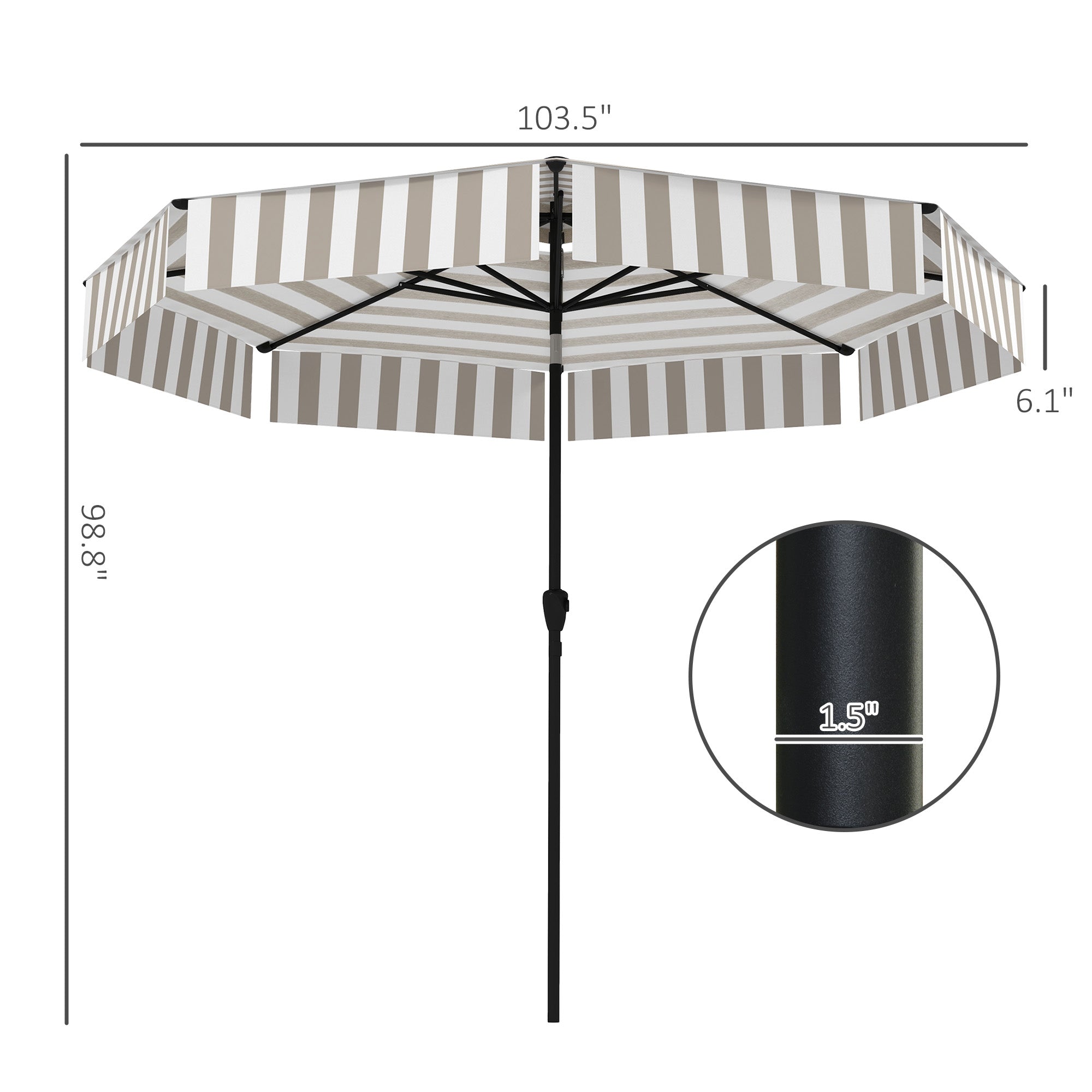 Outdoor Market Umbrella - 8.6 ft Patio Umbrella with Crank