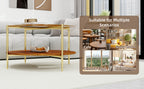 Luxurious Round Coffee Table with Gold-Tinted Tempered Glass Top