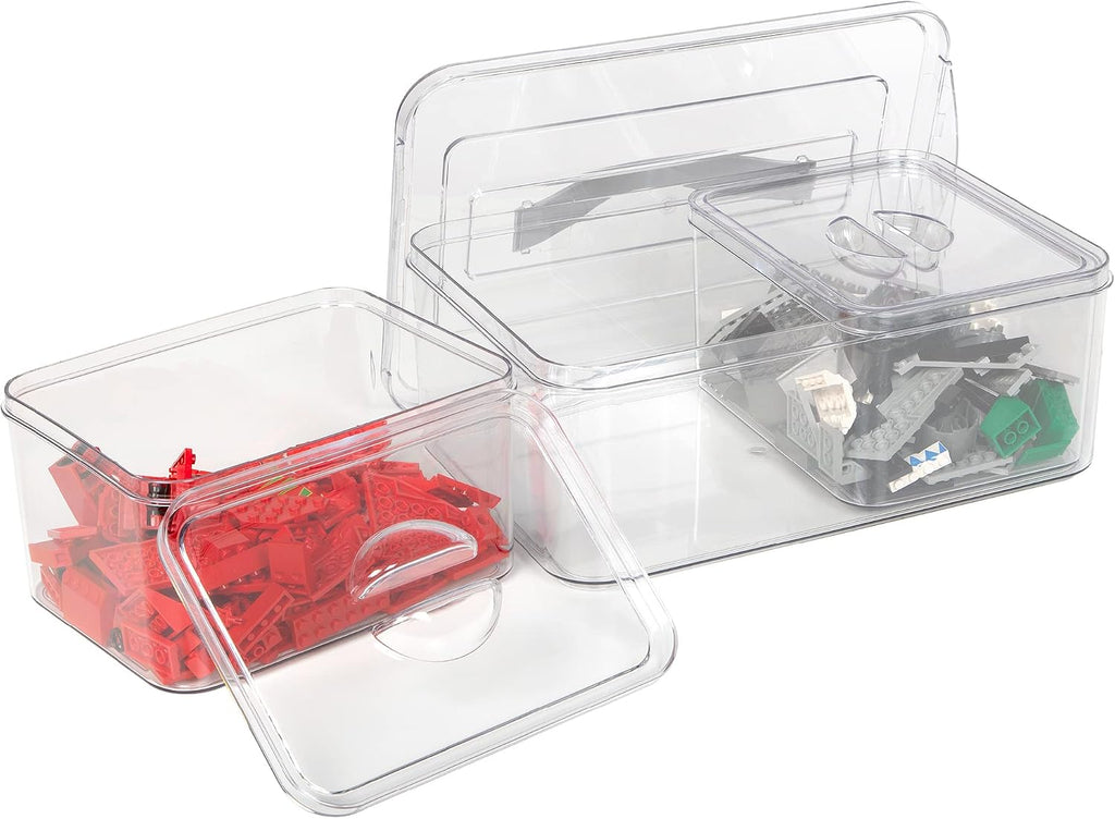 Clear Organizer Bins with Lids – Stackable Storage Containers for Home Organization