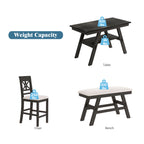 TOPMAX 6-Piece Wood Counter Height Dining Table Set with Storage Shelf